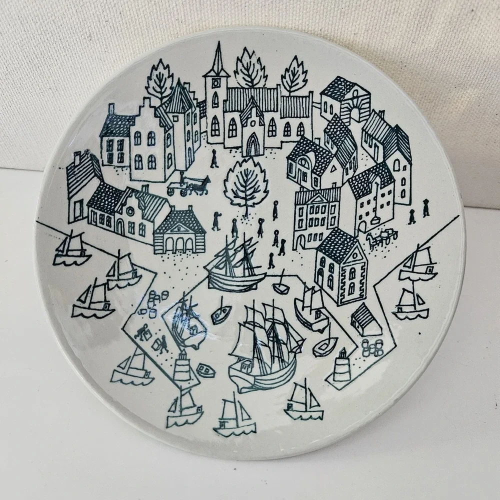 Vintage Nymolle Art‎ Faience Hoyrup Plate Trinket Dish Ltd Ed 4006 Denmark Boats